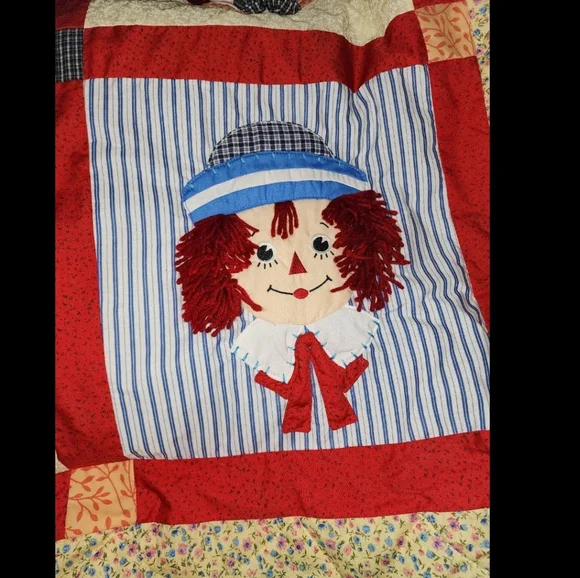 Vintage Raggedy Ann & Andy Large Dolls & comforter - Picture 9 of 12